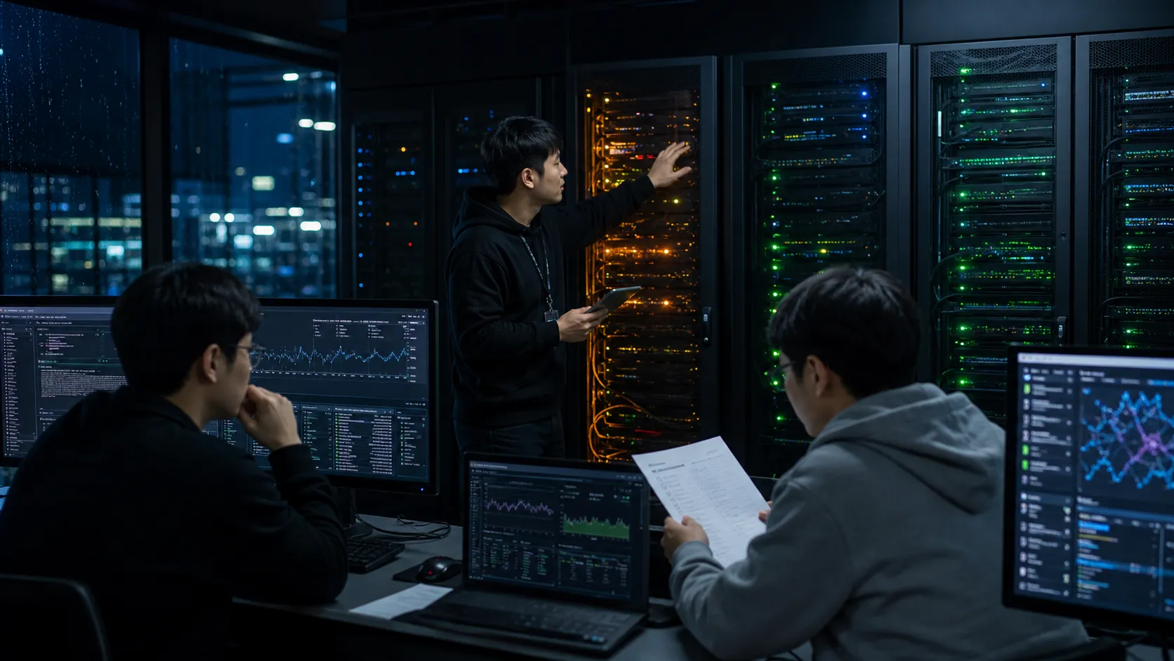 夜间流量高峰中,值班工程师观察延迟与错误后将一个异常版本隔离并恢复稳定链路