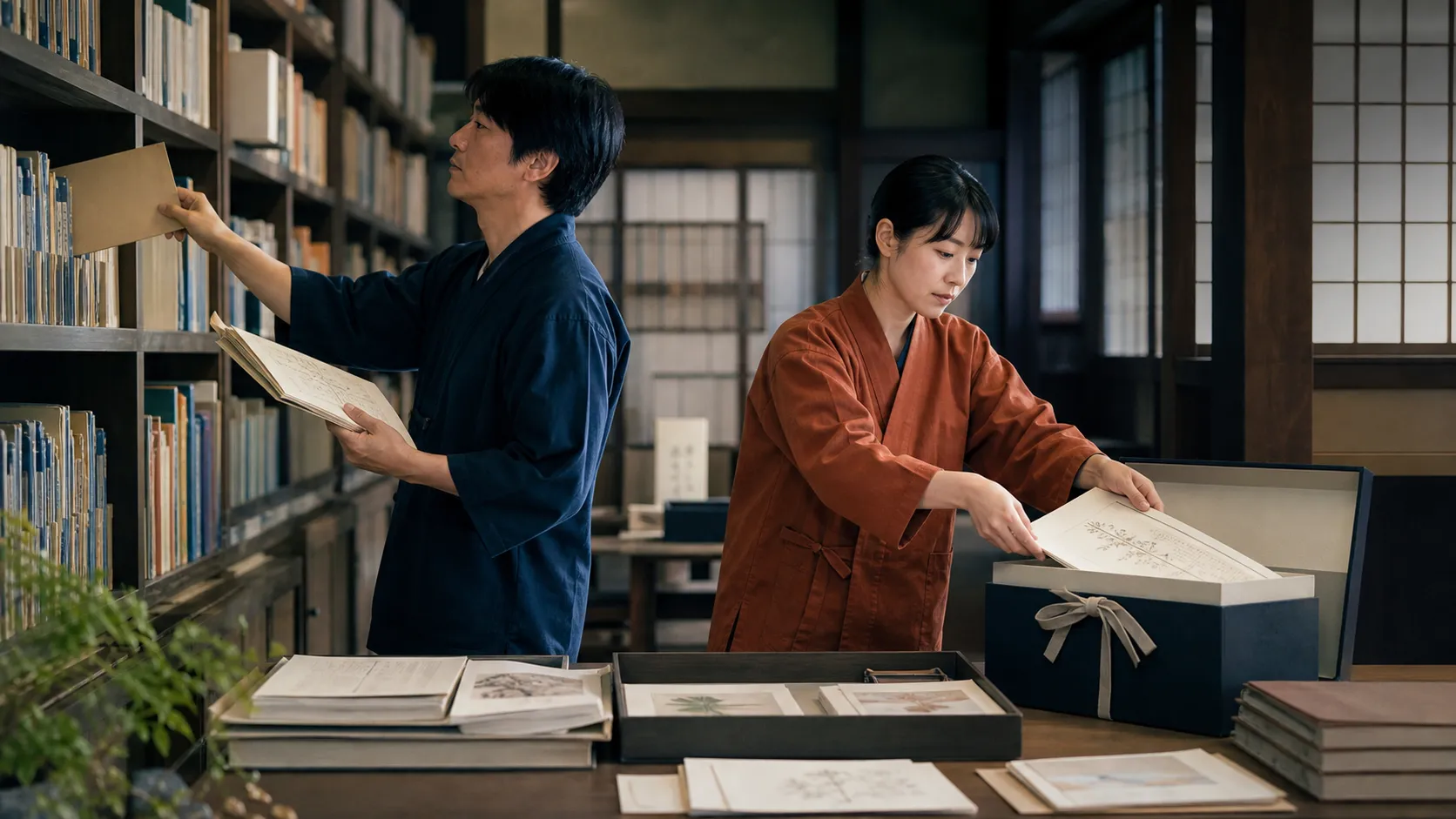 安静的多语言资料室里,工程师先从最新知识库检索事实,再决定哪些稳定行为样本才需要进入训练集
