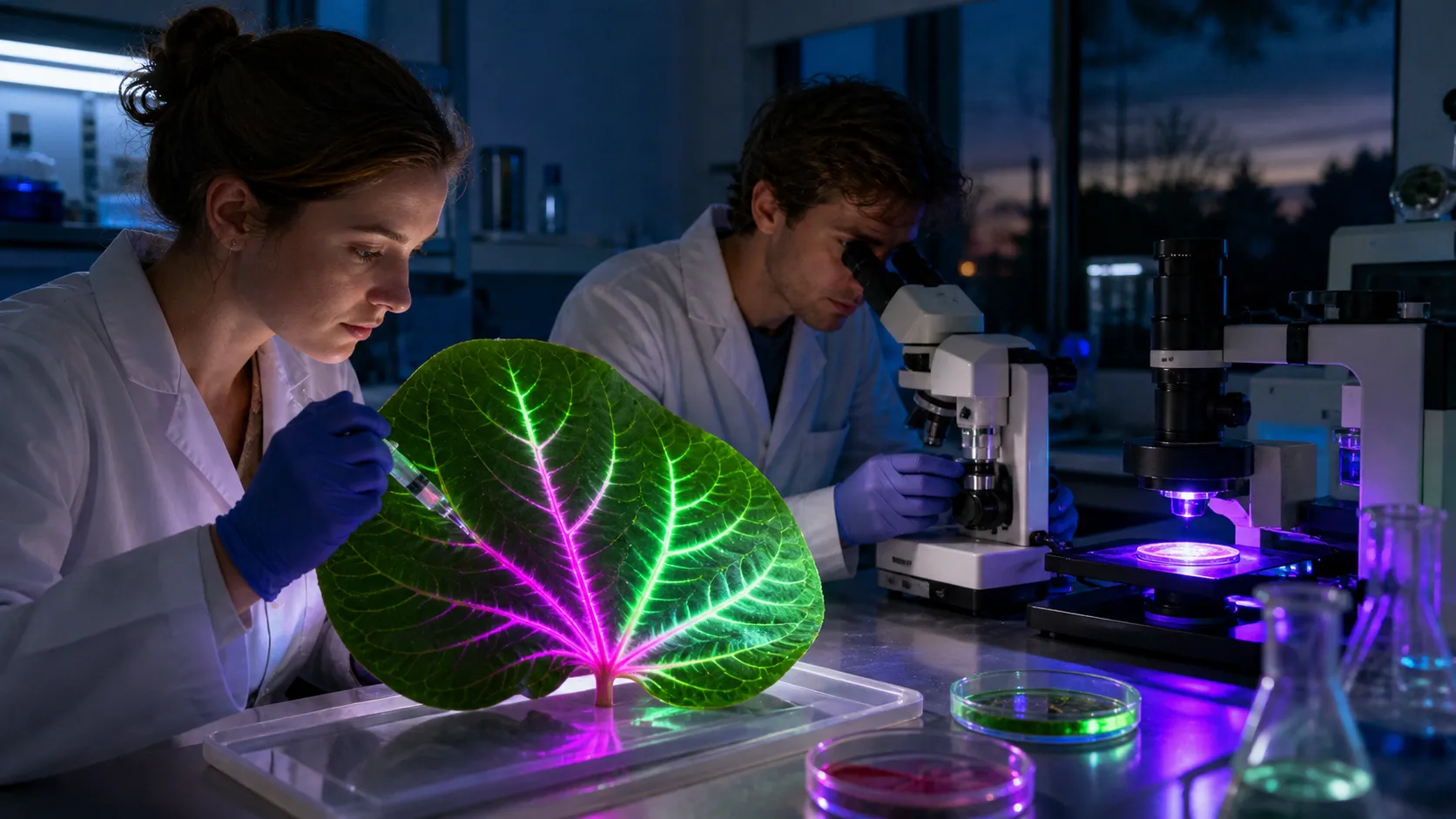 植物生理实验室用荧光染料追踪水分在叶脉中的局部流向,研究员把不同颜色的贡献路径与真实组织切片逐层核对,写实科学摄影