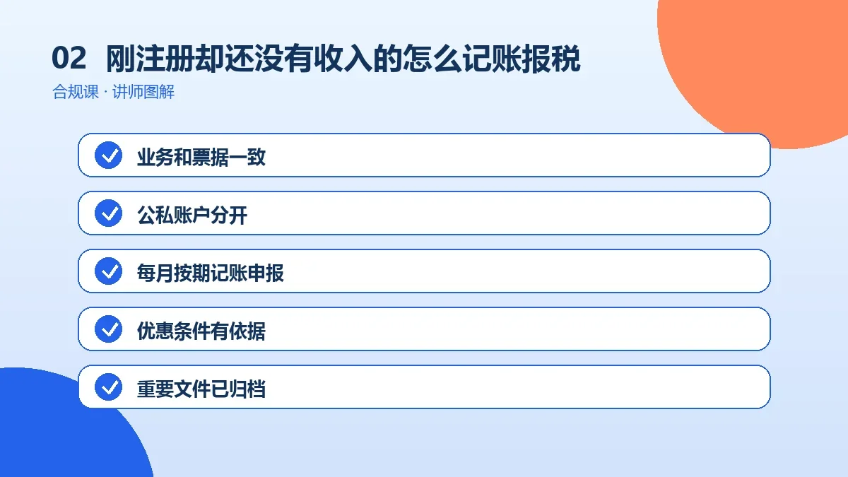 刚注册却还没有收入的OPC一人公司怎么记账报税?凭证整理到纳税申报的月度流程操作路径图