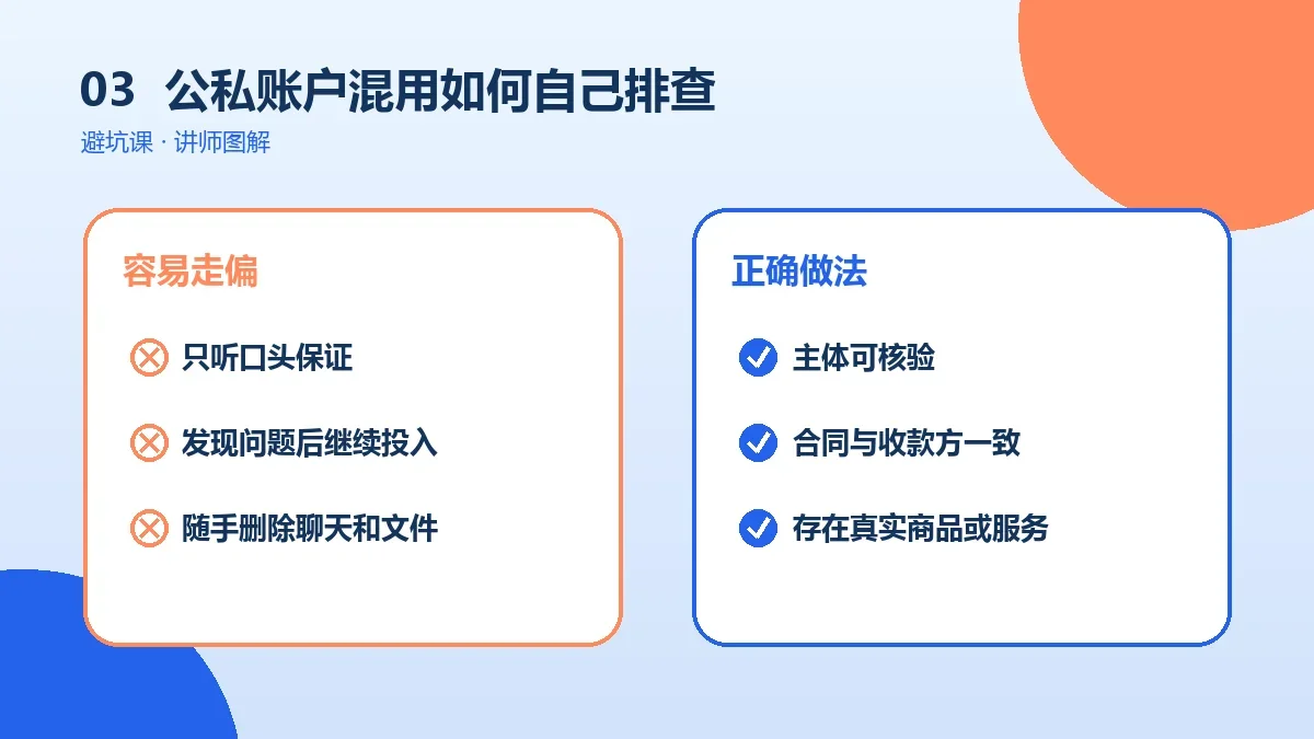OPC一人公司公私账户混用如何自己排查?15分钟风险体检表实操检查图