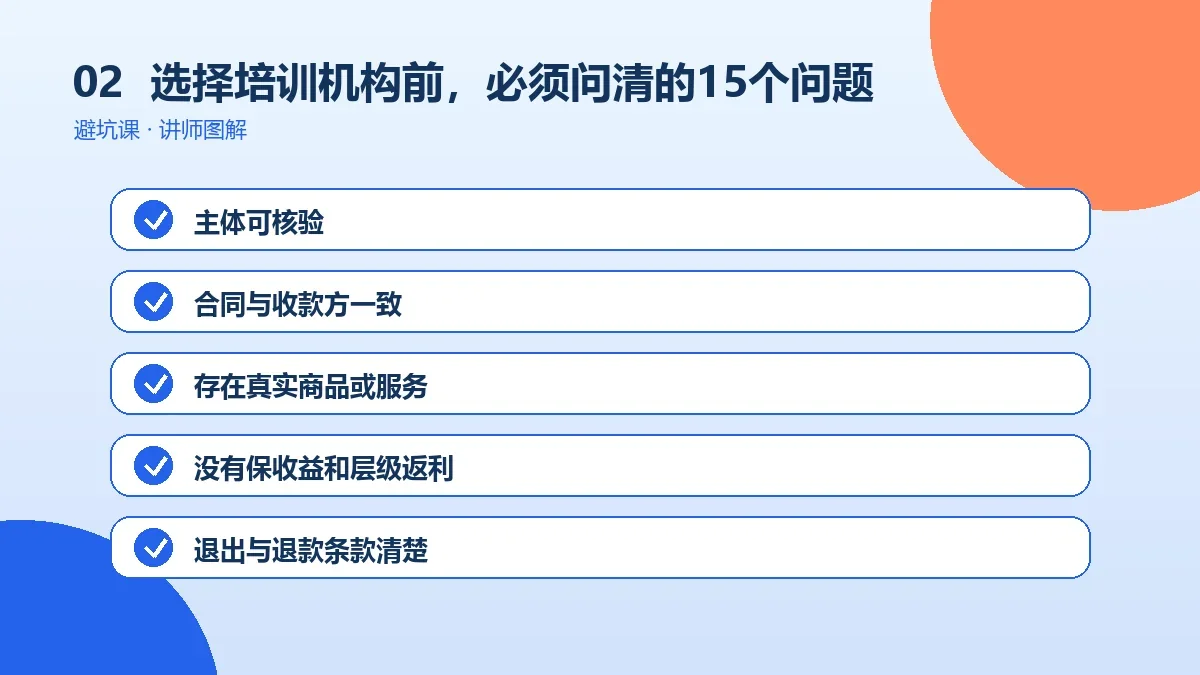 选择OPC一人公司培训机构前,必须问清的15个问题操作路径图