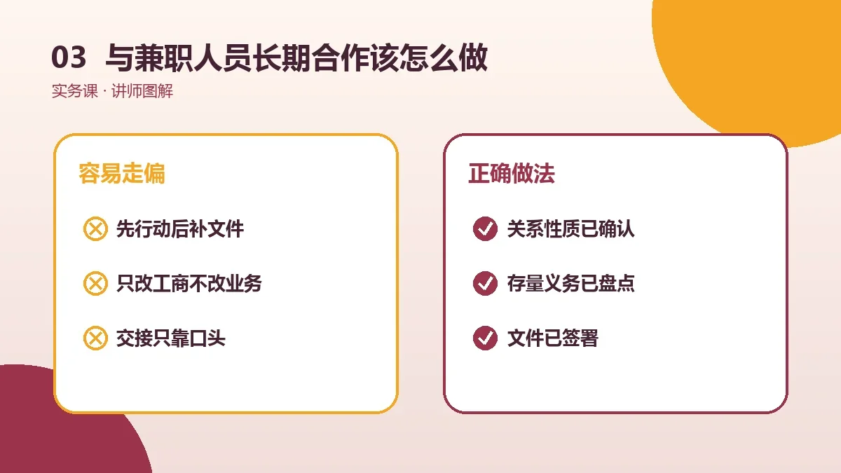 OPC一人公司与兼职人员长期合作该怎么做?办理步骤、时间与注意事项实操检查图